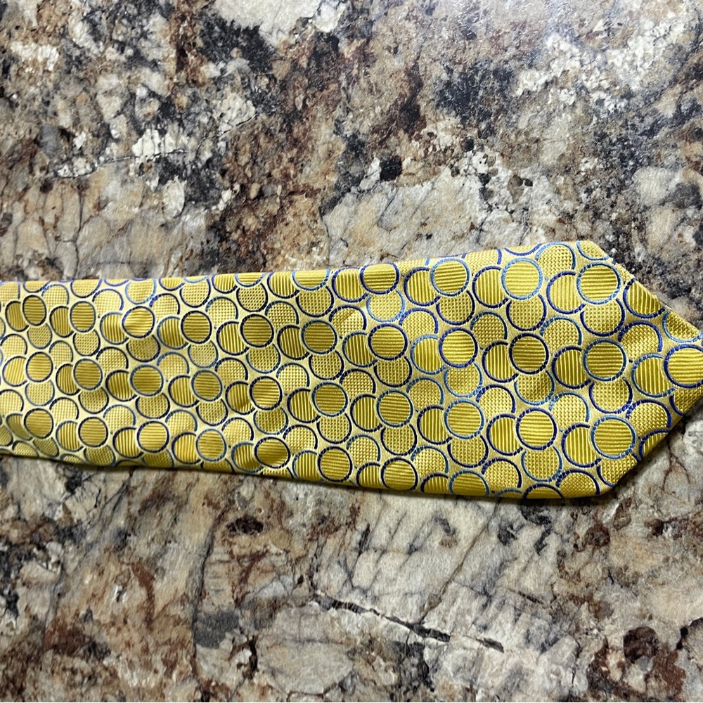 Yellow and Blue Geometric Pattern Tie